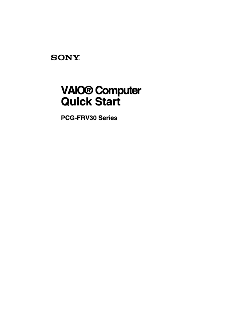 Page 1 de la notice Guide d'installation Sony Vaio PCG-FRV33