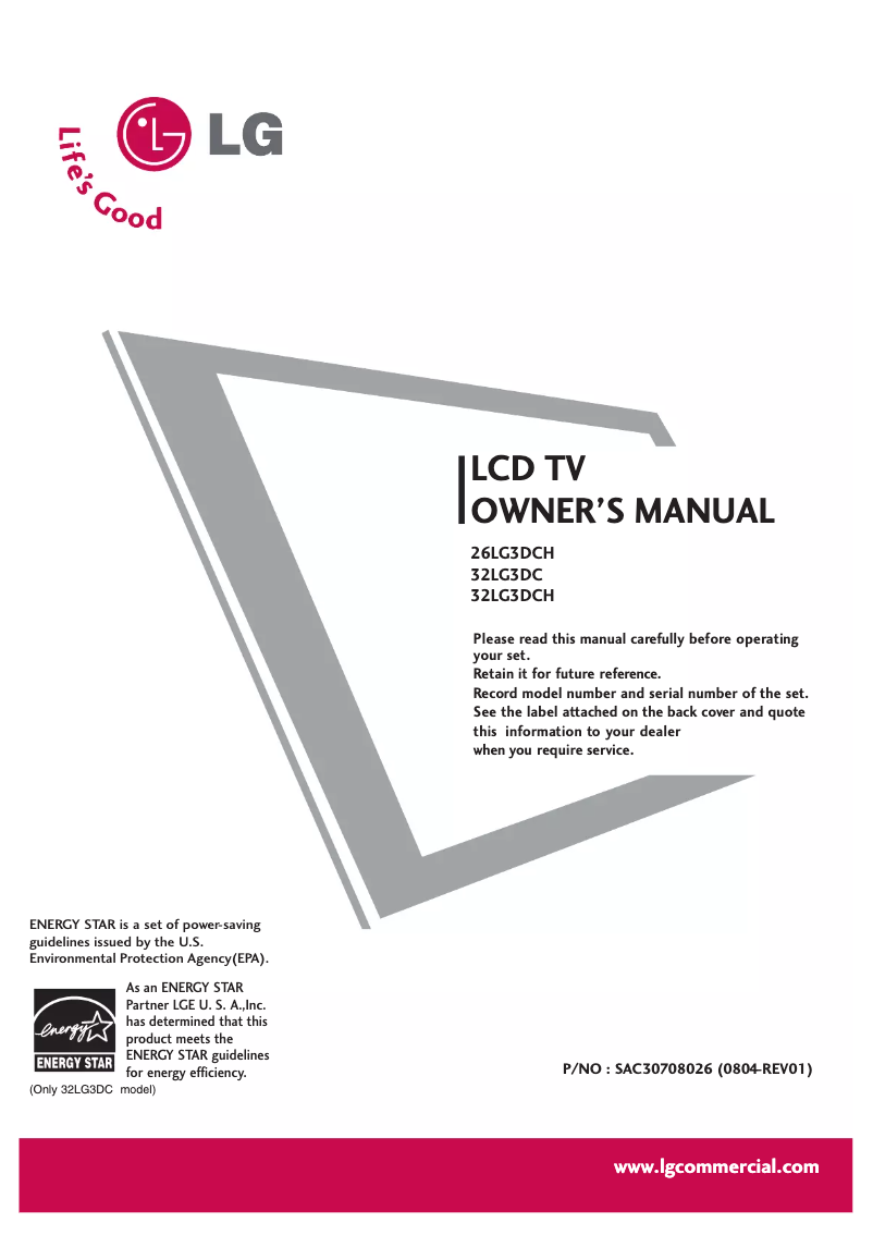 Page 1 of the manual User Manual LG 32LG3DC