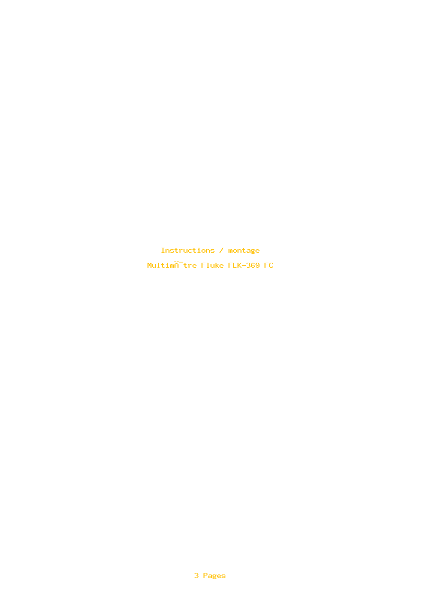 Page 1 de la notice Instructions / montage Fluke FLK-369 FC