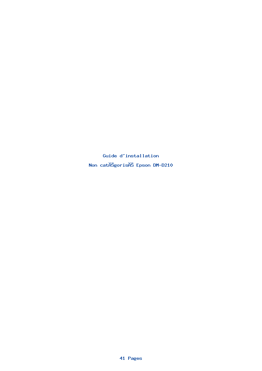 Page 1 de la notice Guide d'installation Epson DM-D210