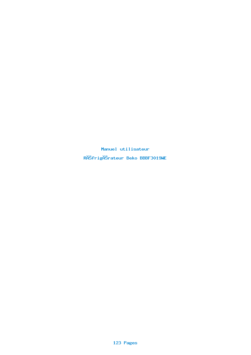 Page 1 de la notice Manuel utilisateur Beko BBBF3019WE