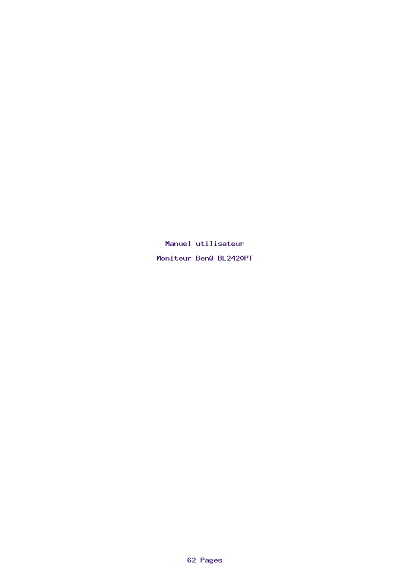 Page 1 de la notice Manuel utilisateur BenQ BL2420PT