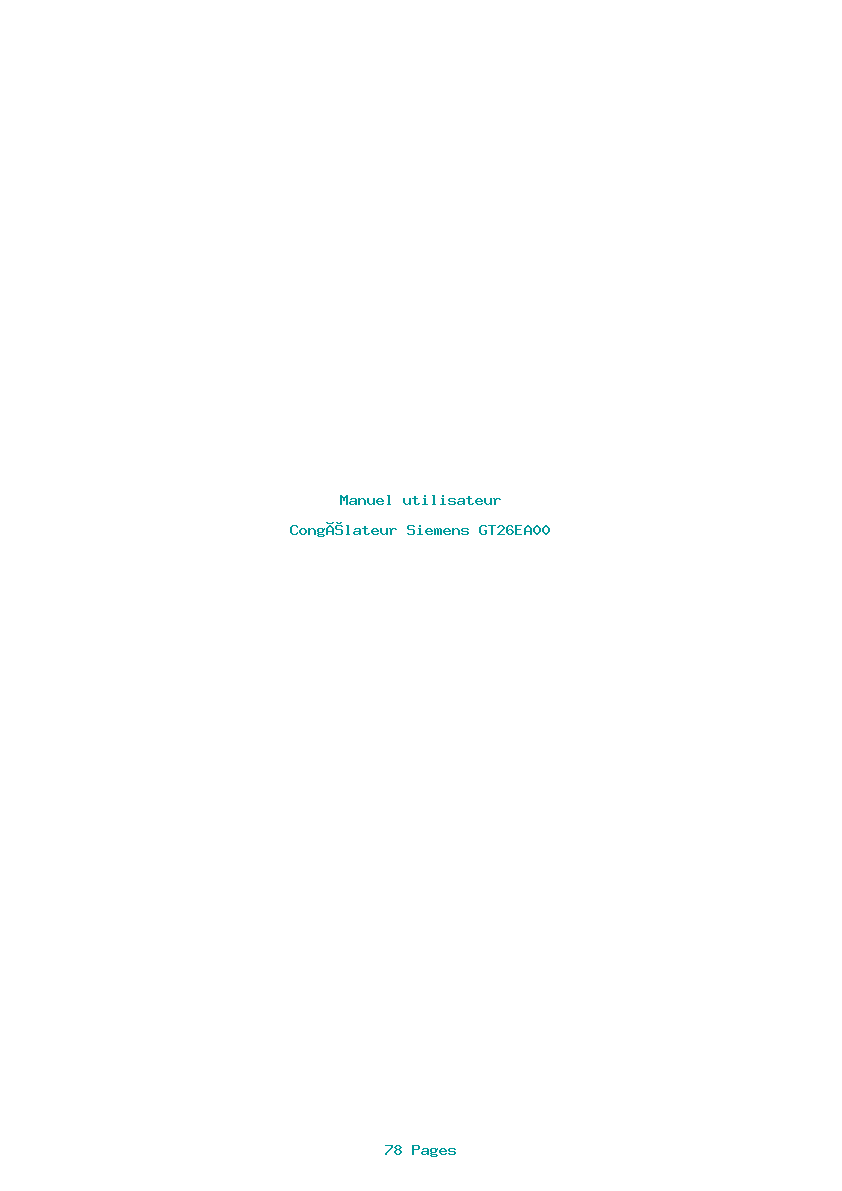 Page 1 de la notice Manuel utilisateur Siemens GT26EA00