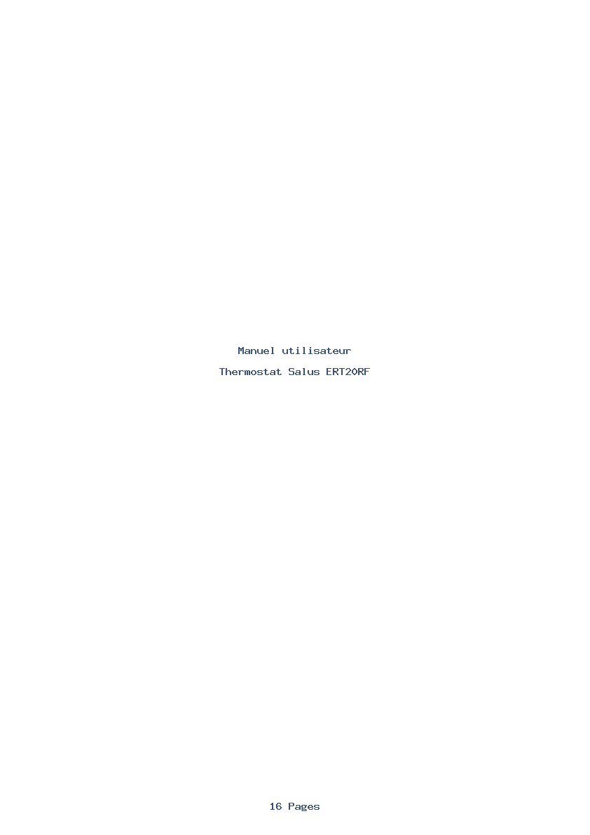 Page 1 de la notice Manuel utilisateur Salus ERT20RF
