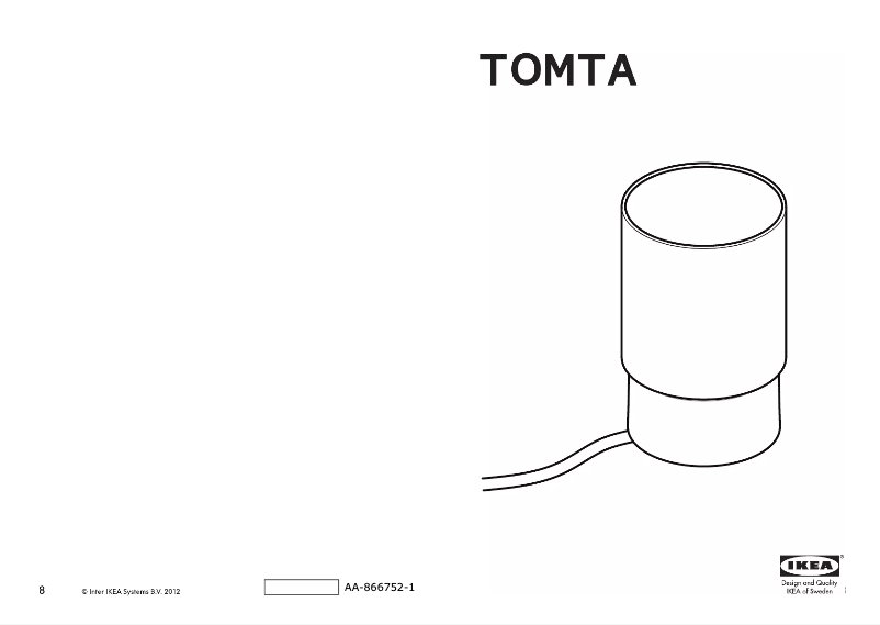 Page 1 de la notice Manuel utilisateur Ikea TOMTA