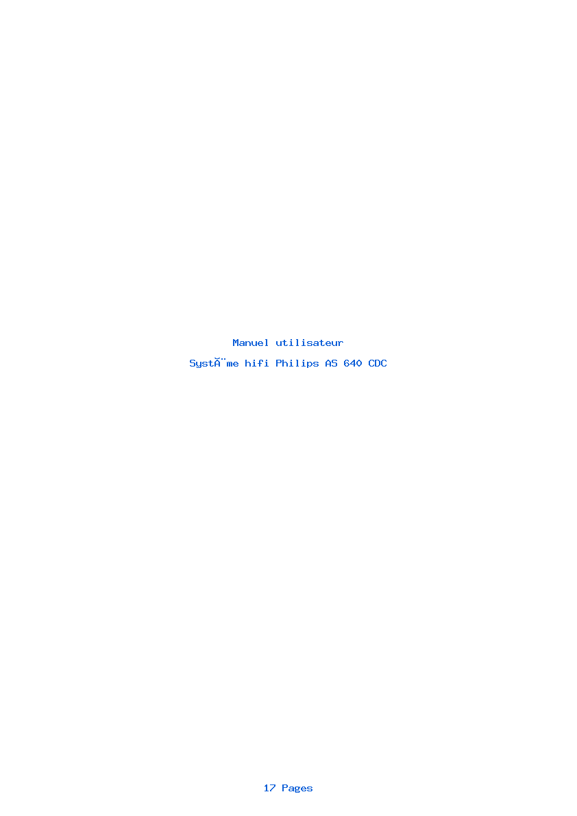 Page 1 de la notice Manuel utilisateur Philips AS 640 CDC