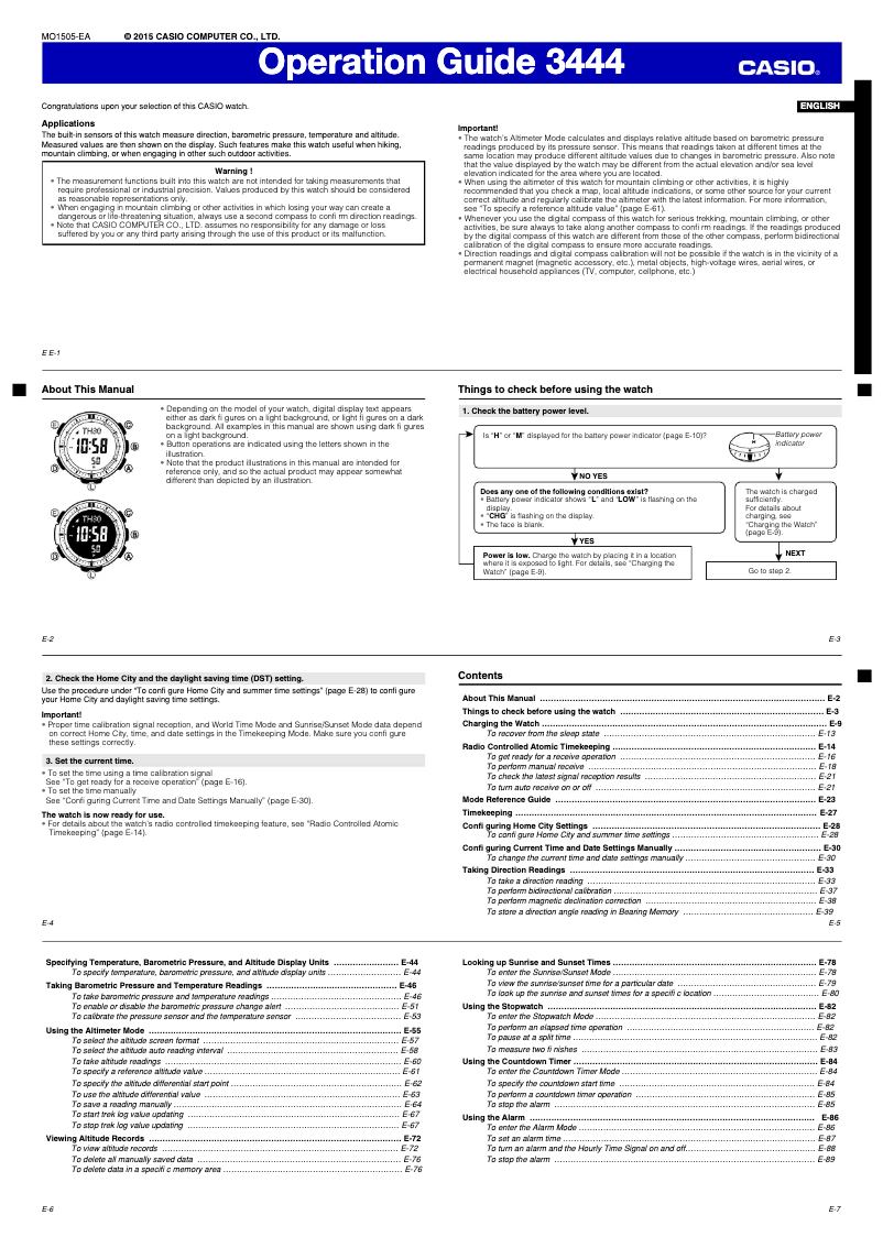 Página 1 del manual Manual de usuario Casio Pro Trek PRW-3510Y-8ER