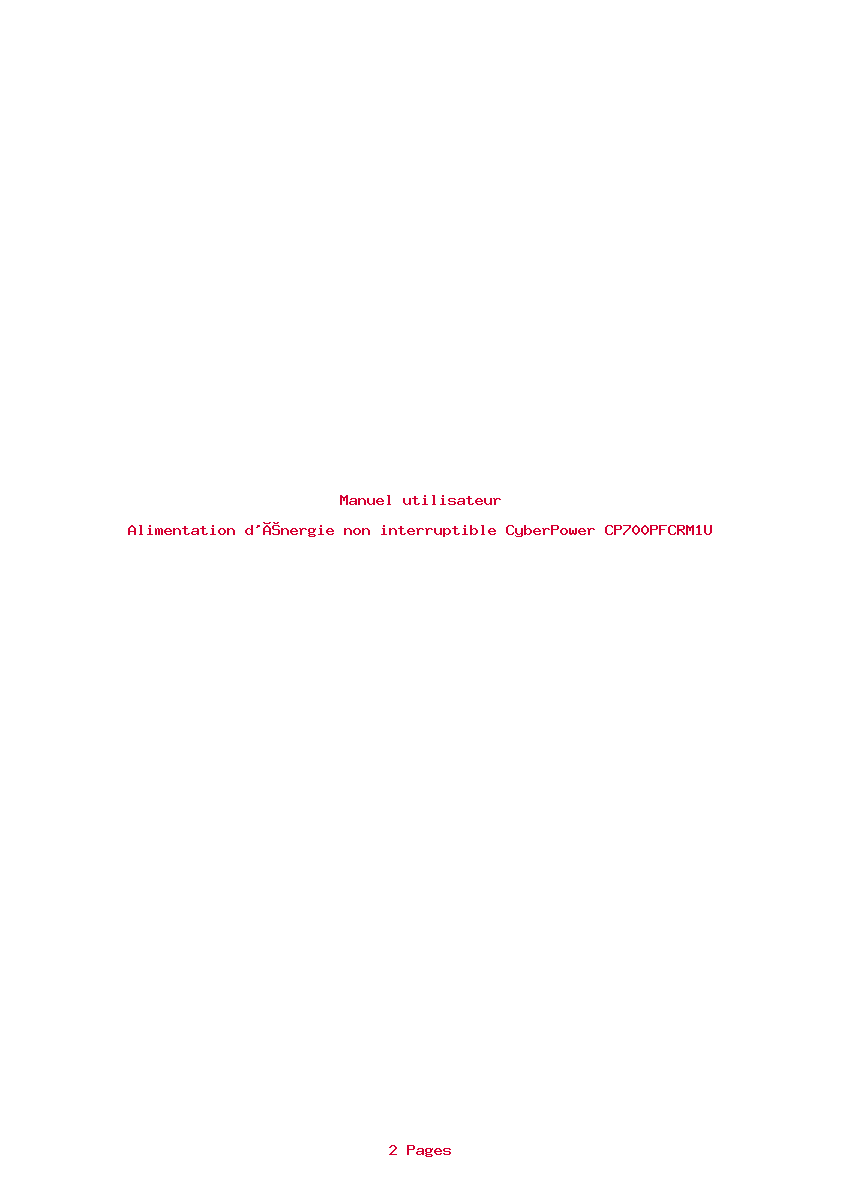 Page 1 de la notice Manuel utilisateur CyberPower CP700PFCRM1U