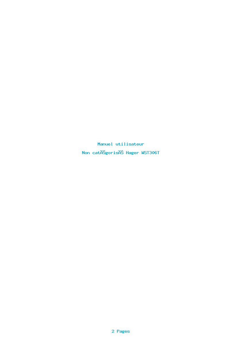Page 1 de la notice Manuel utilisateur Hager WST306T