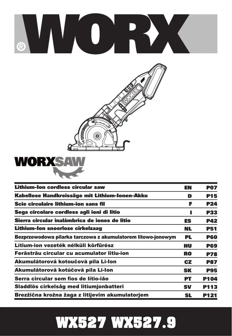 Page 1 de la notice Manuel utilisateur Worx WX527