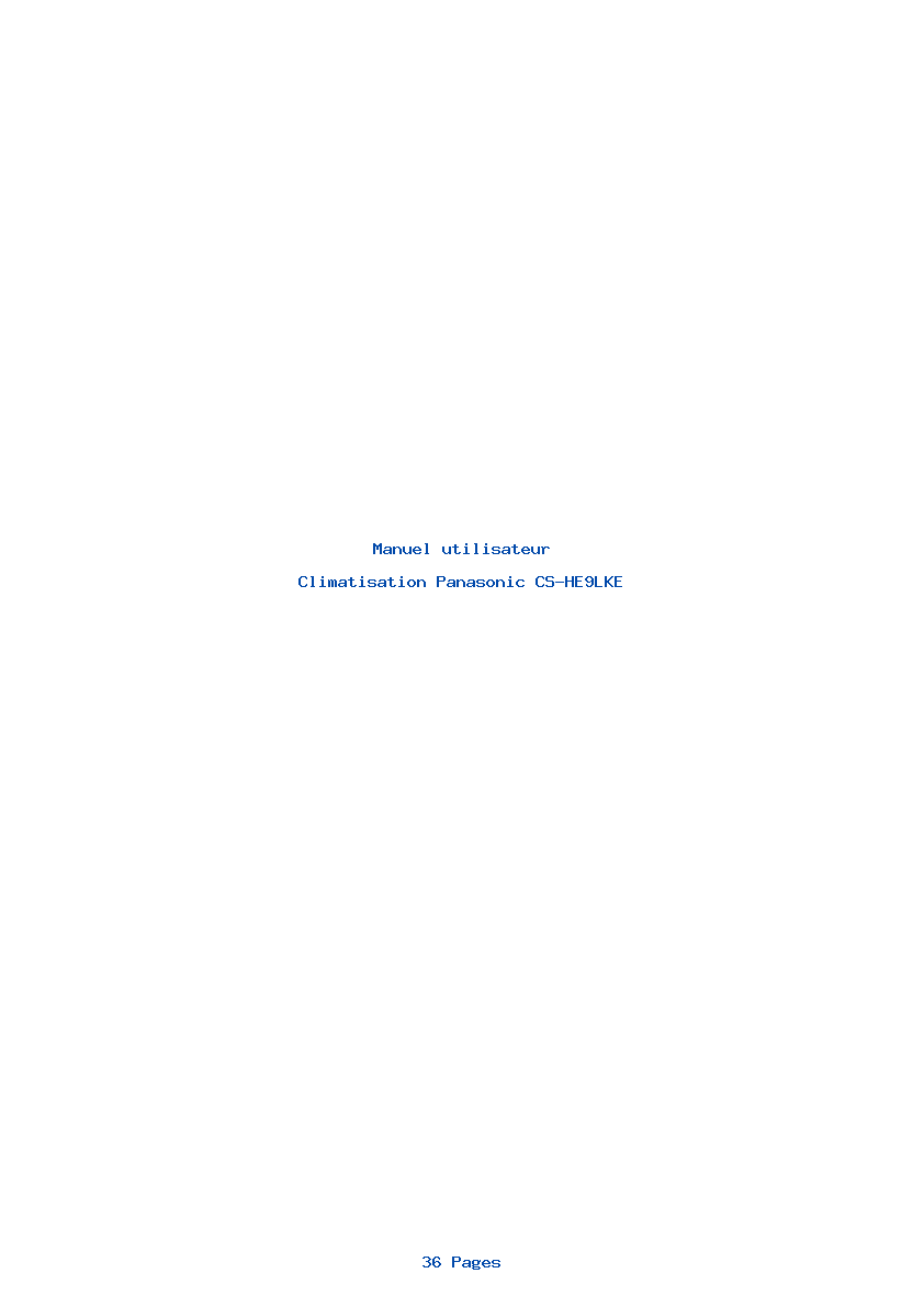 Page 1 de la notice Manuel utilisateur Panasonic CS-HE9LKE