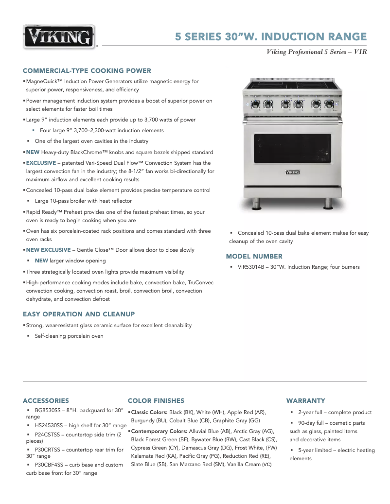 Page 1 of the manual Technical Sheet Viking VIR53014BGG