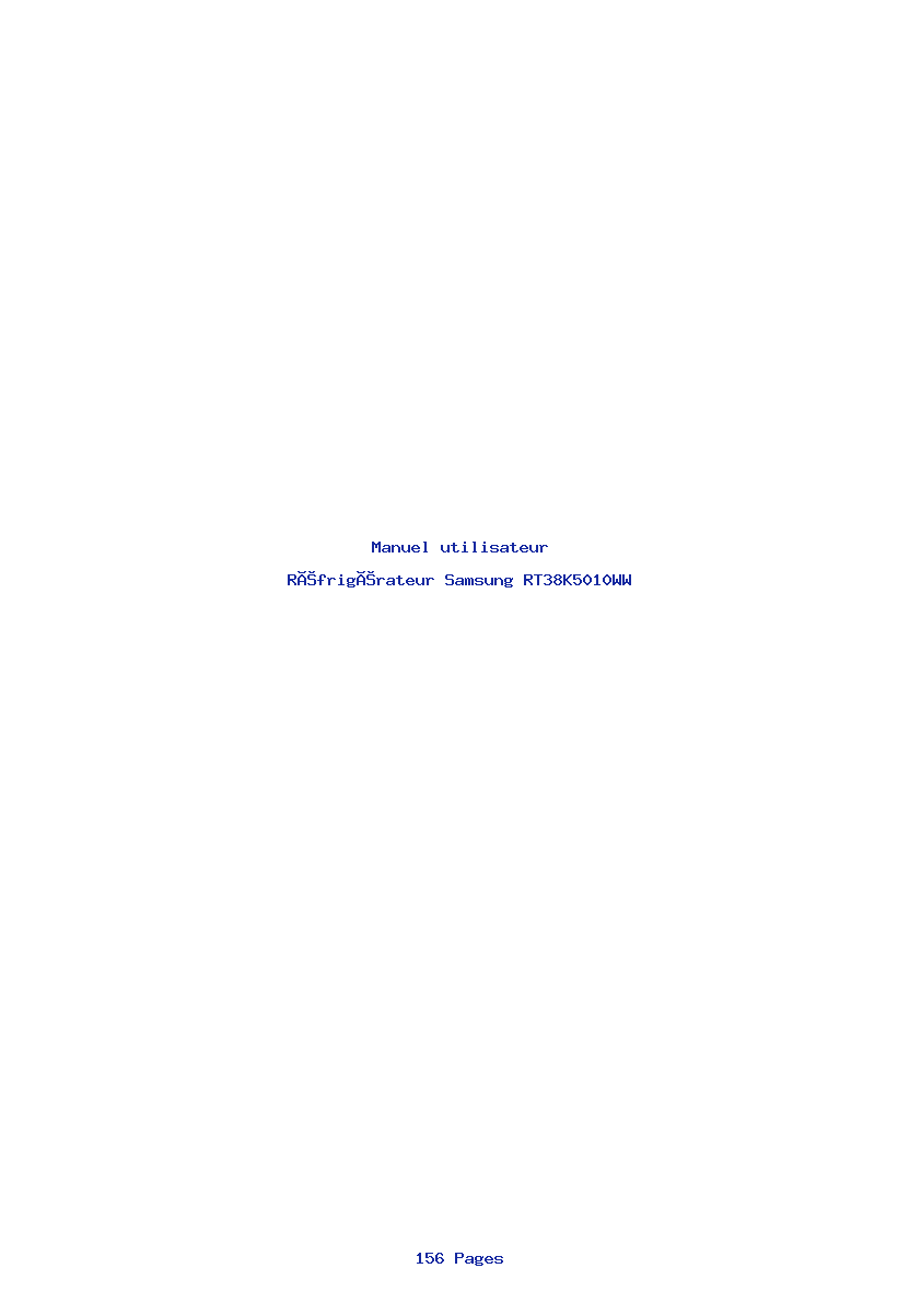 Page 1 de la notice Manuel utilisateur Samsung RT38K5010WW