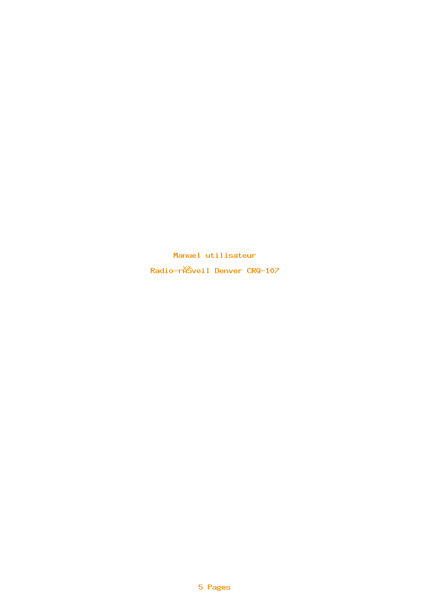 Page 1 de la notice Manuel utilisateur Denver CRQ-107