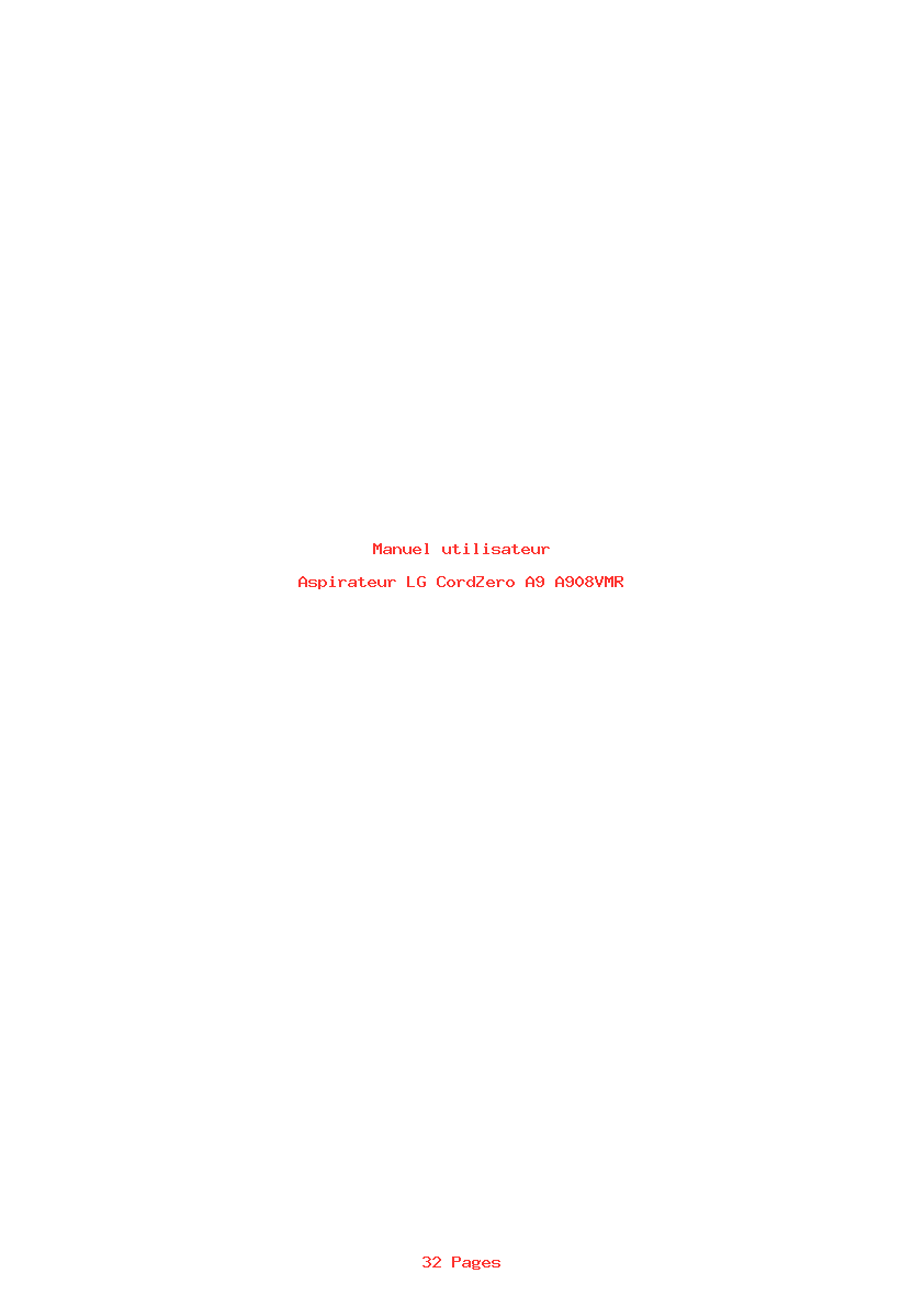 Page 1 de la notice Manuel utilisateur LG CordZero A9 A908VMR