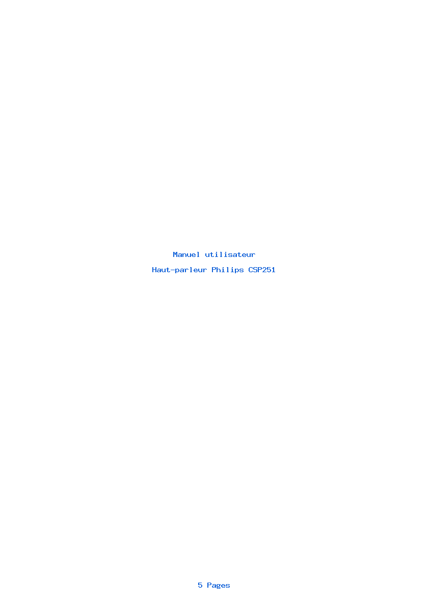 Page 1 de la notice Manuel utilisateur Philips CSP251