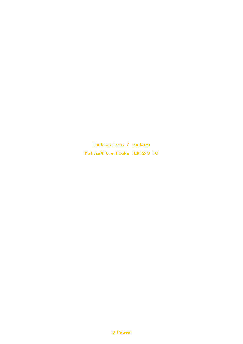 Page 1 de la notice Instructions / montage Fluke FLK-279 FC