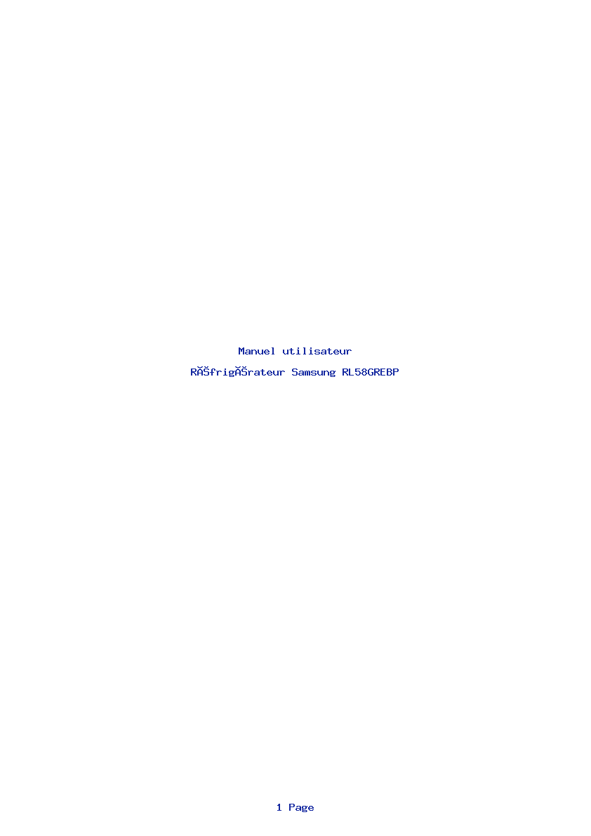 Page 1 de la notice Manuel utilisateur Samsung RL58GREBP