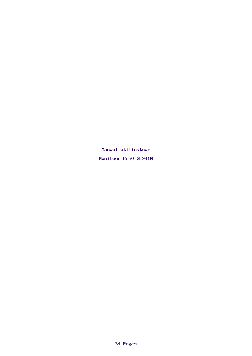 Page 1 de la notice Manuel utilisateur BenQ GL941M