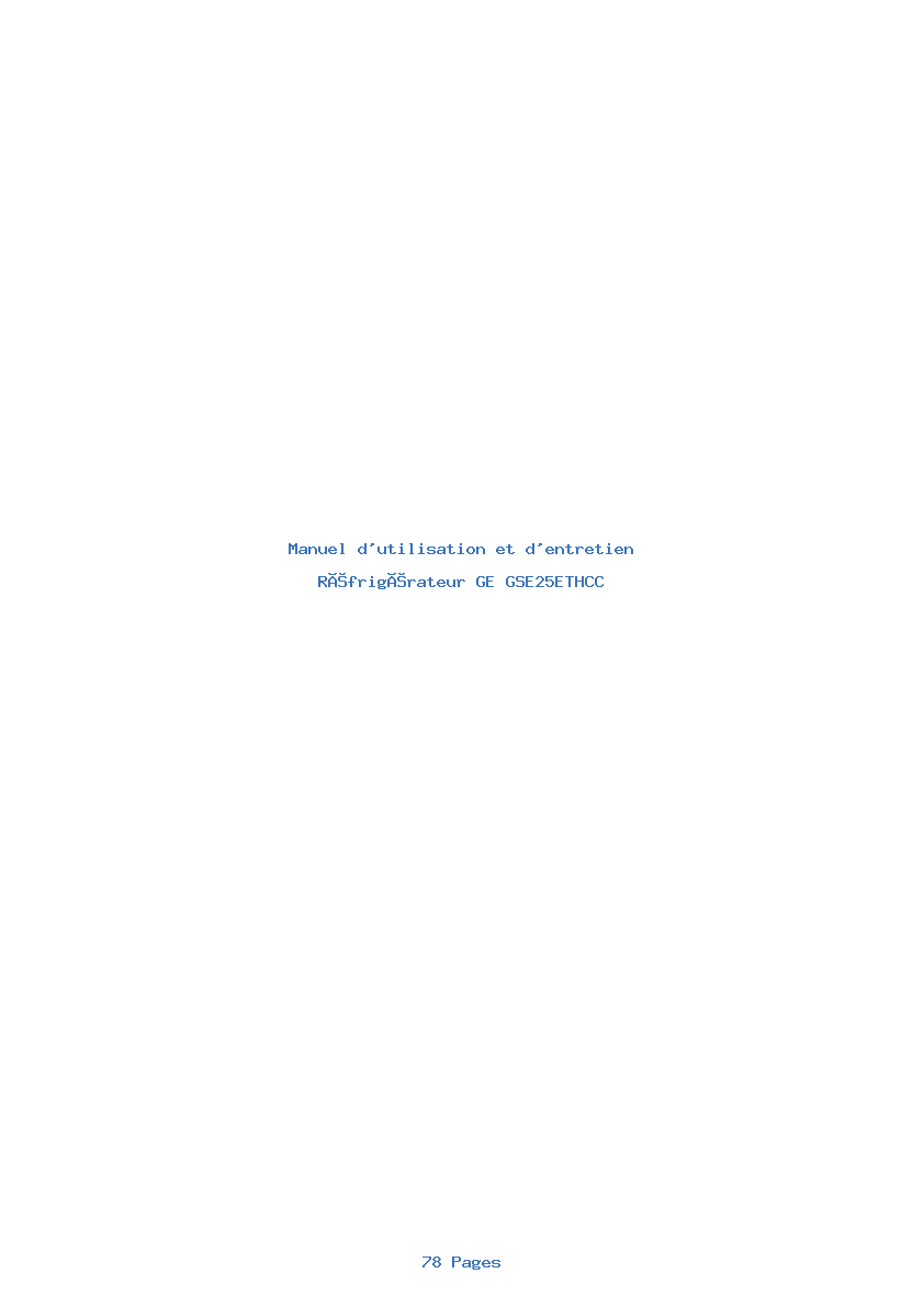 Page 1 de la notice Manuel d'utilisation et d'entretien GE GSE25ETHCC