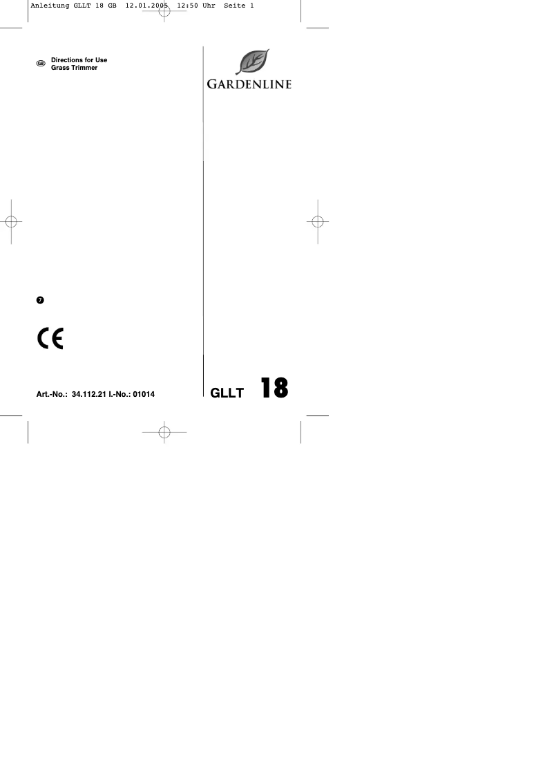 Page 1 de la notice Manuel utilisateur Gardenline GLLT 18