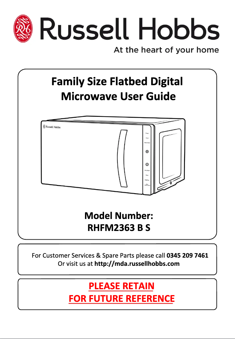 Page 1 de la notice Manuel utilisateur Russell Hobbs RHFM2363B
