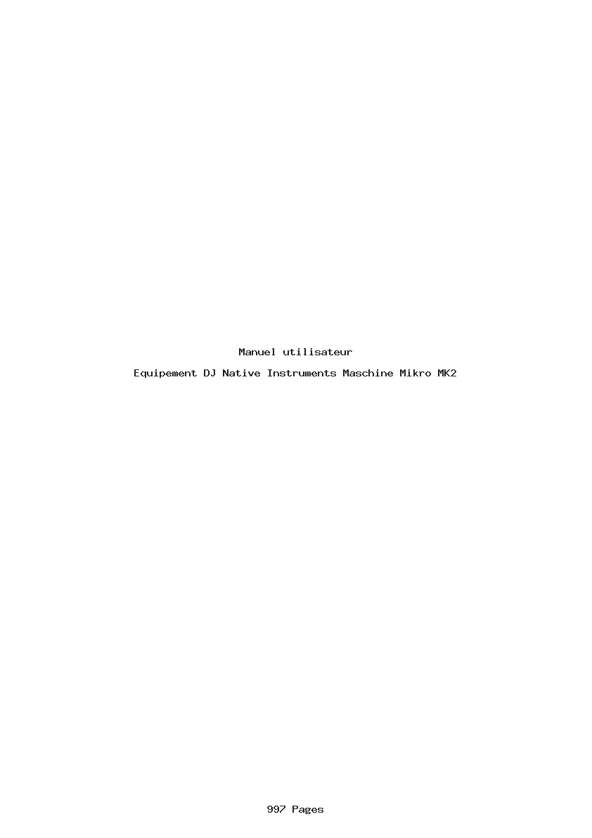 Page 1 de la notice Manuel utilisateur Native Instruments Maschine Mikro MK2