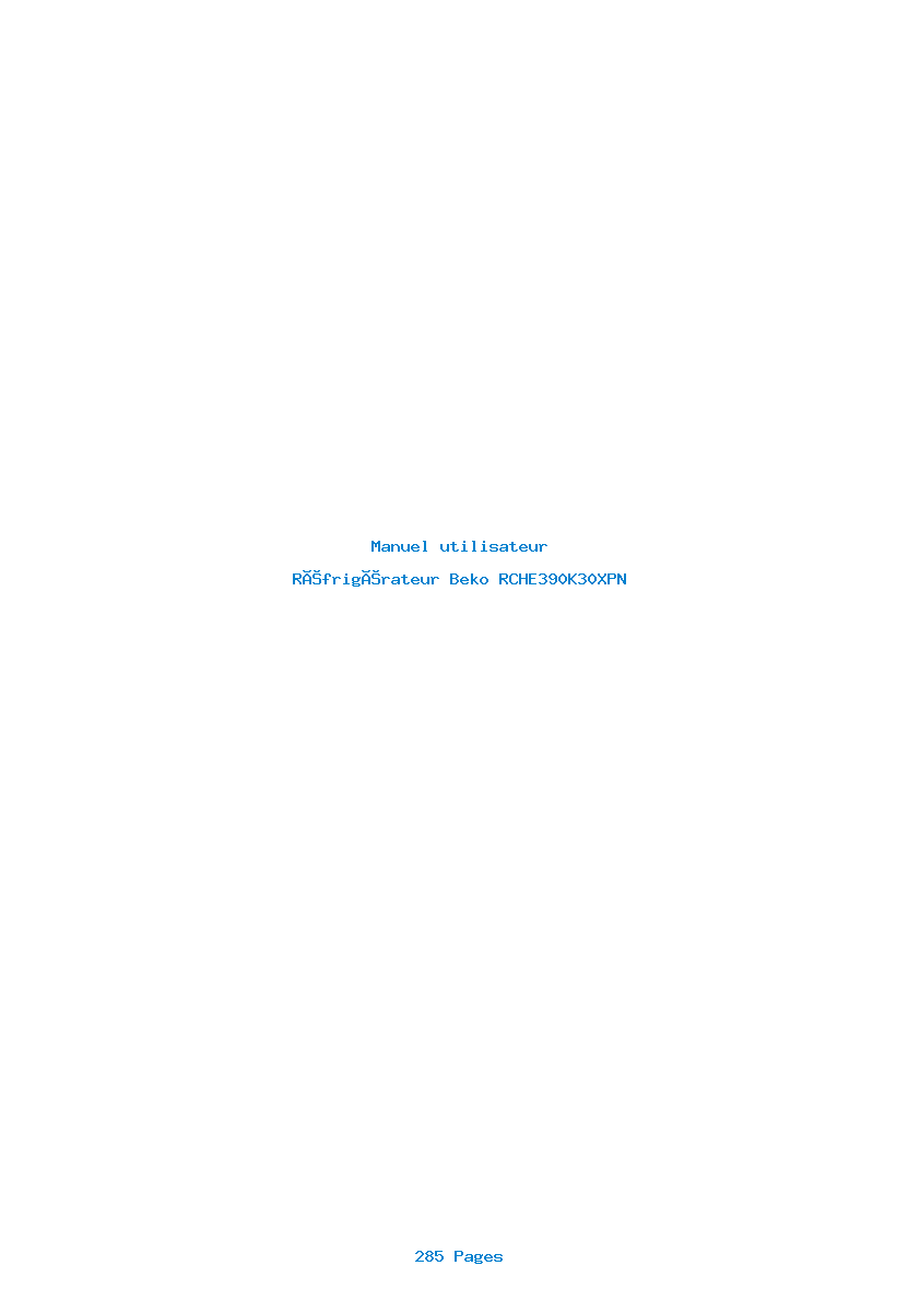 Page 1 de la notice Manuel utilisateur Beko RCHE390K30XPN