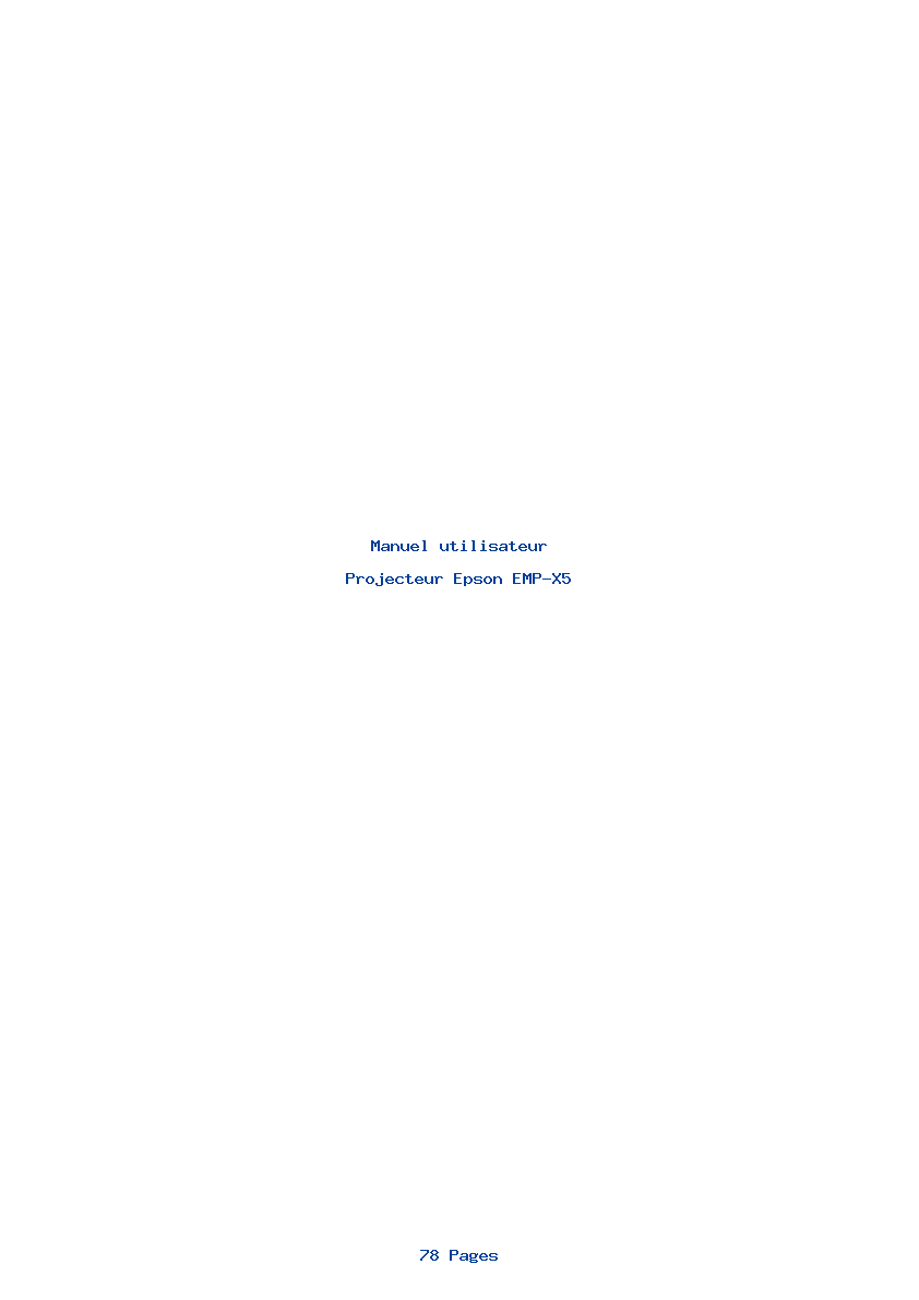 Page 1 de la notice Manuel utilisateur Epson EMP-X5