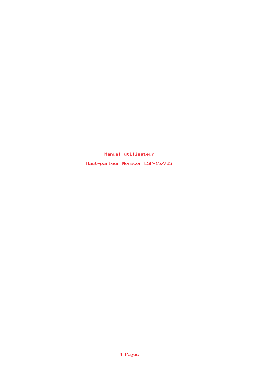 Page 1 de la notice Manuel utilisateur Monacor ESP-157/WS