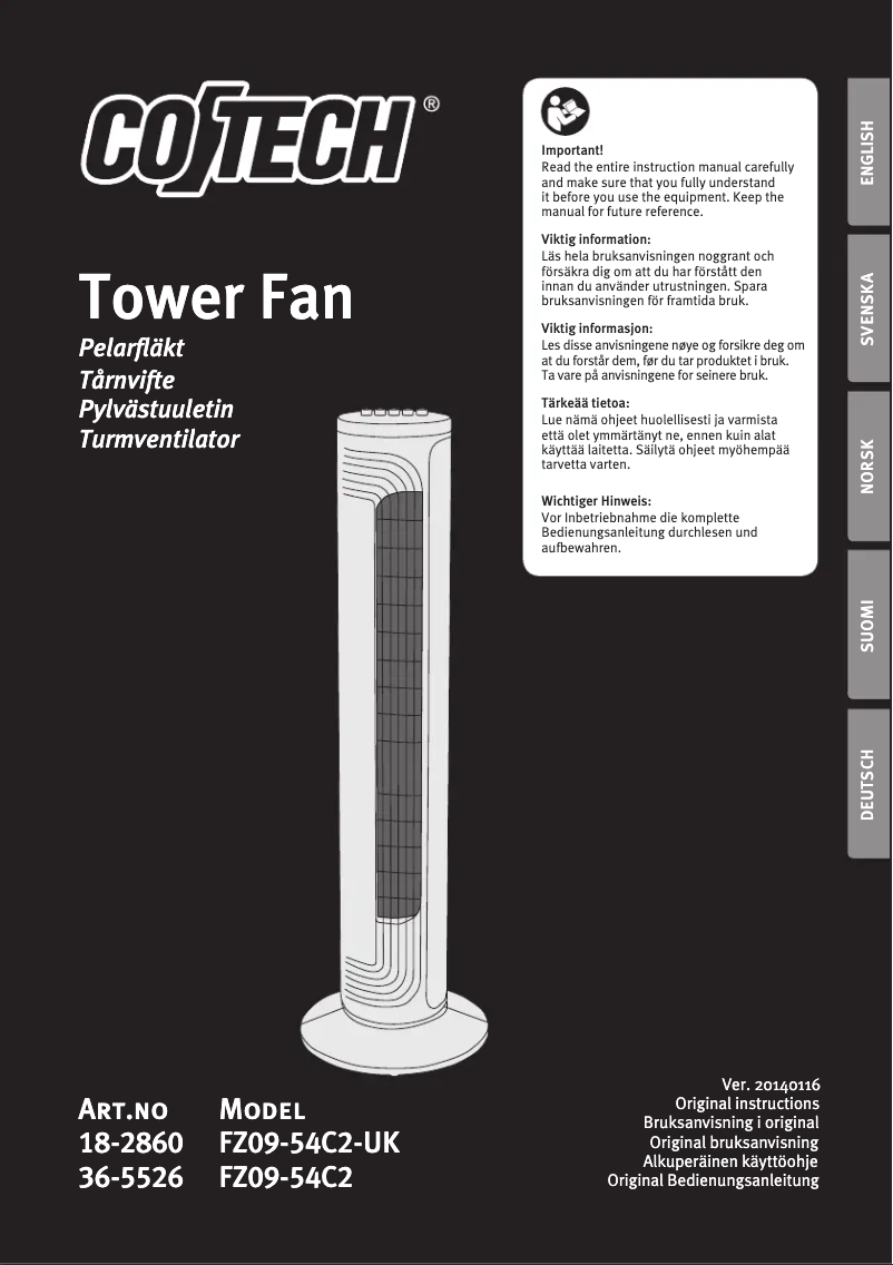 Page 1 de la notice Manuel utilisateur Cotech FZ09-54C2