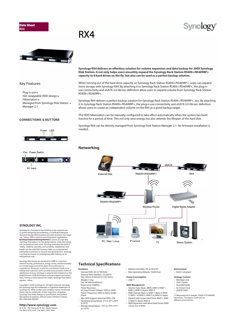 Page 1 de la notice Manuel utilisateur Synology RX4