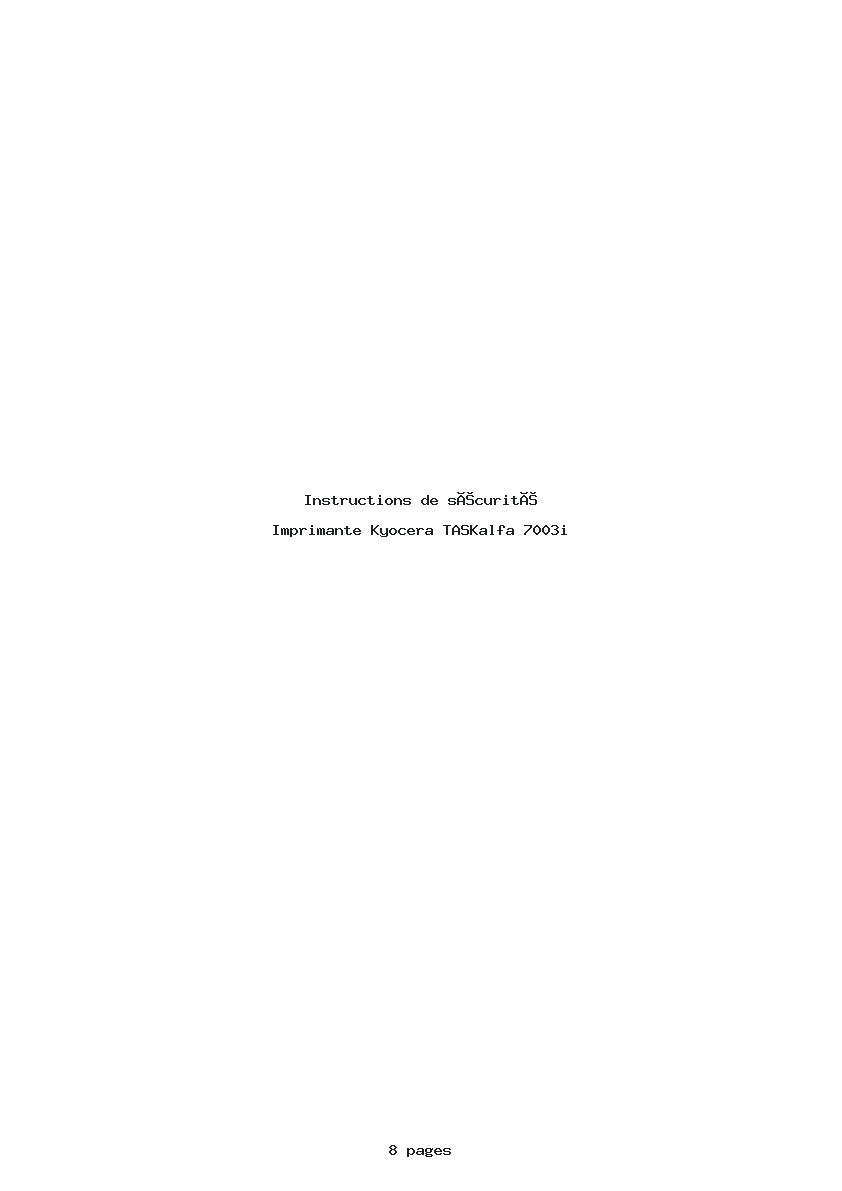 Page 1 de la notice Instructions de sécurité Kyocera TASKalfa 7003i