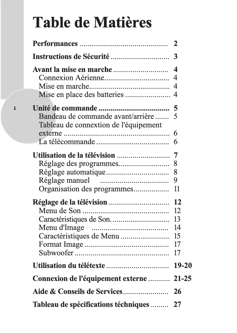Page 1 de la notice Manuel utilisateur Opera TV7061