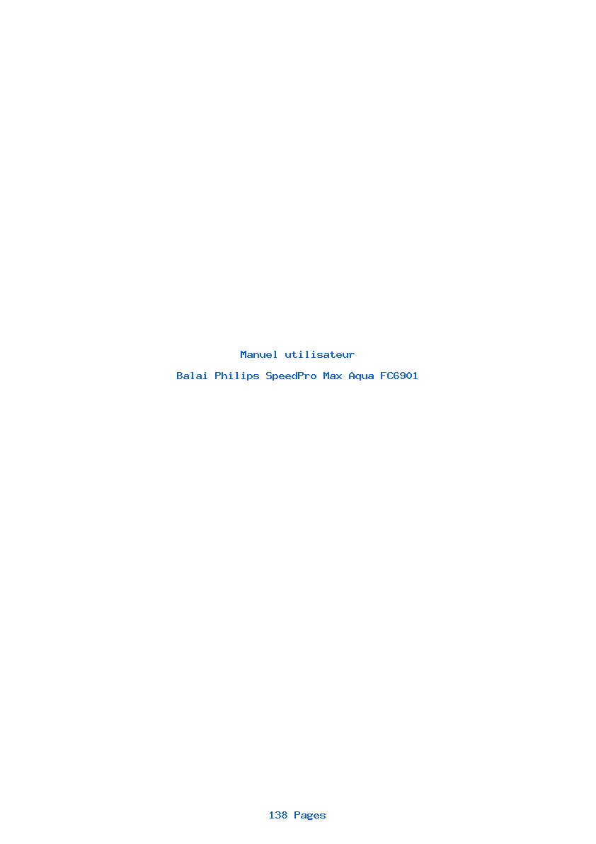 Page 1 de la notice Manuel utilisateur Philips SpeedPro Max Aqua FC6901