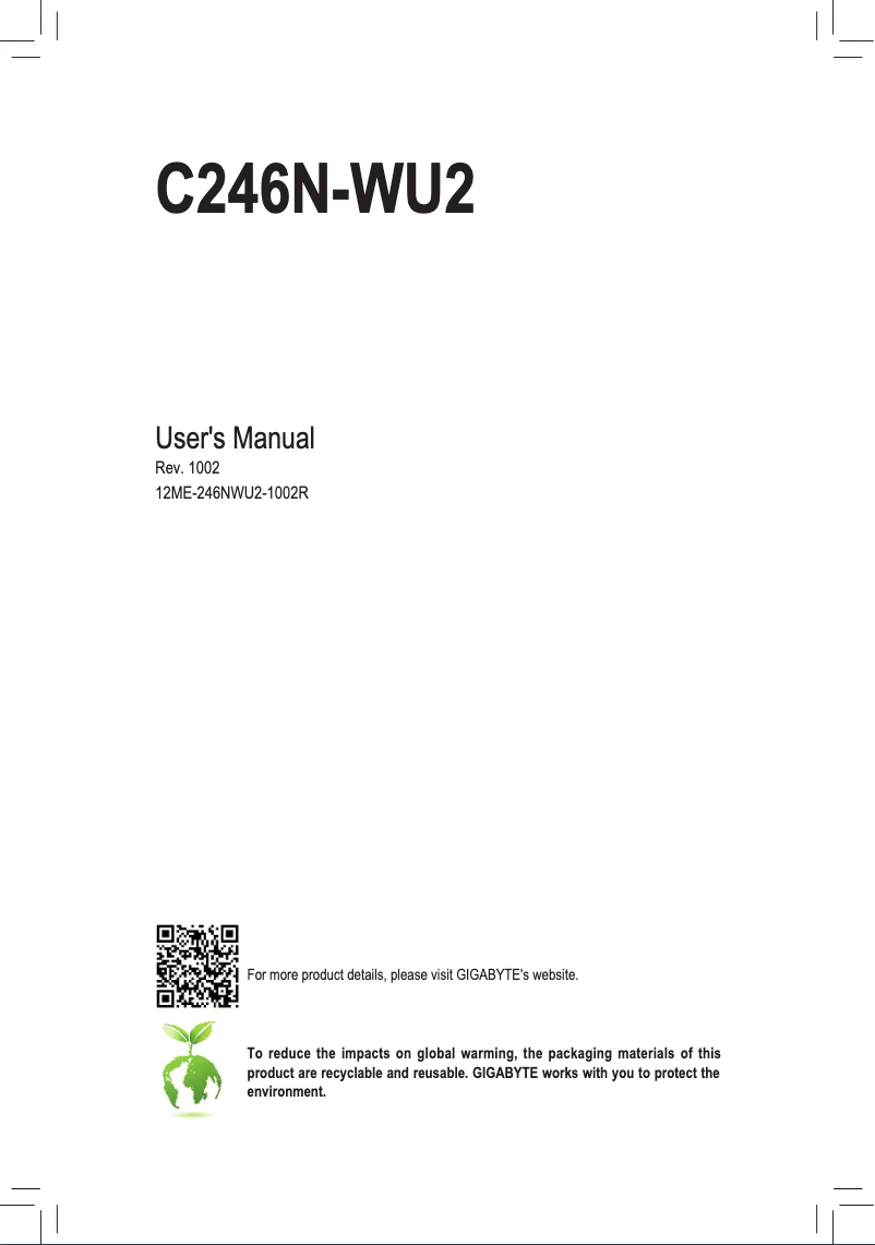 Página 1 del manual Manual de instrucciones Gigabyte C246N-WU2