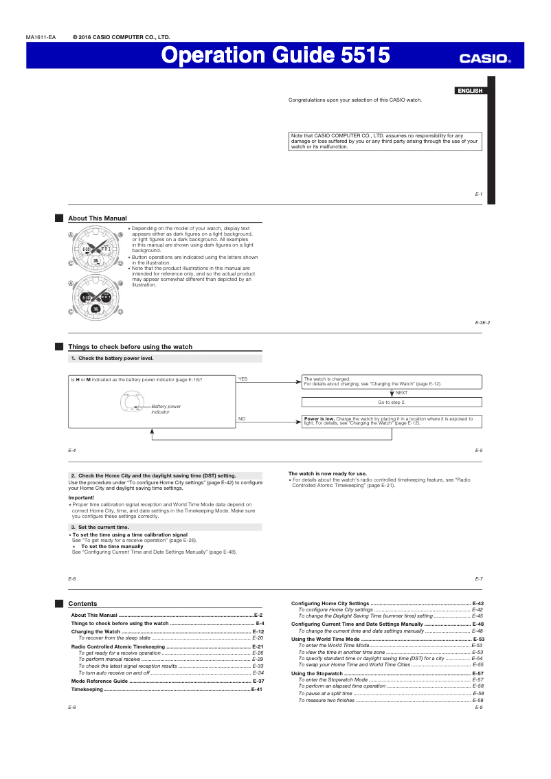 Page 1 de la notice Manuel utilisateur Casio G-Shock GST-W130BC-1A3ER