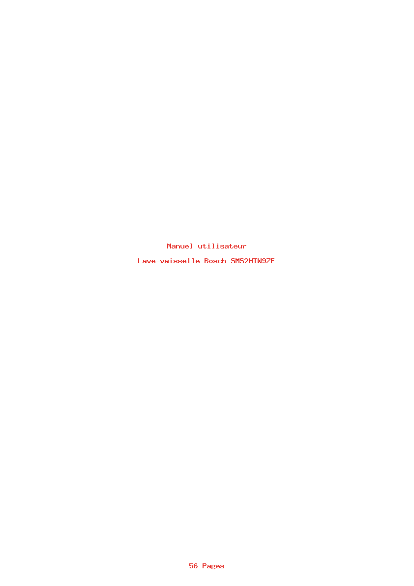 Page 1 de la notice Manuel utilisateur Bosch SMS2HTW97E