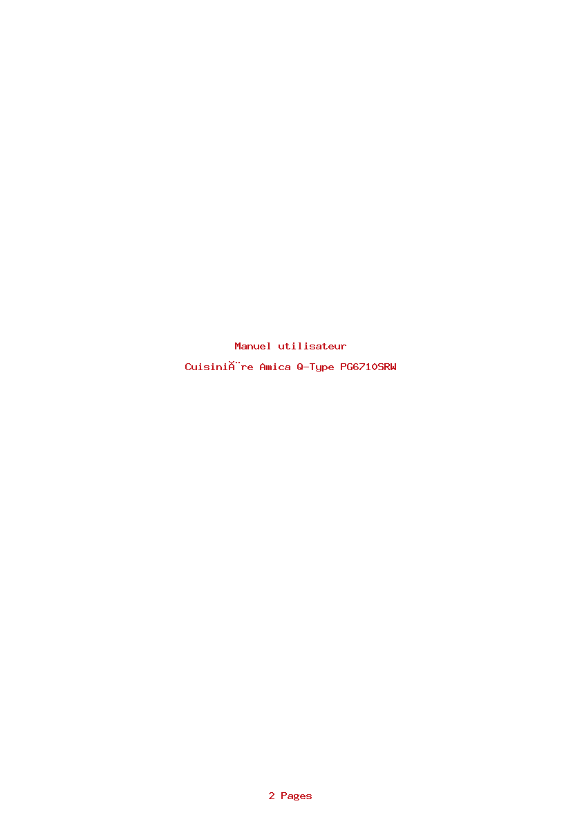 Page 1 de la notice Manuel utilisateur Amica Q-Type PG6710SRW