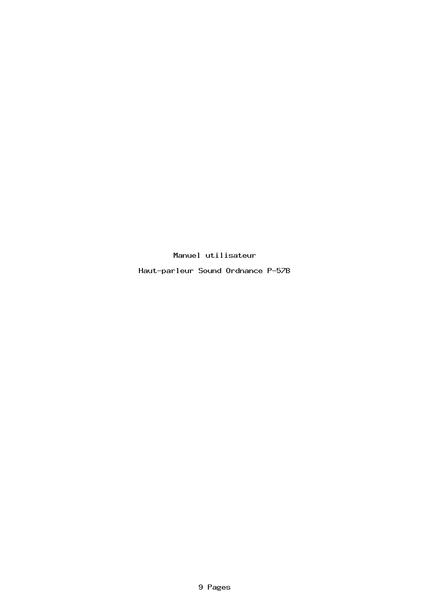 Page 1 de la notice Manuel utilisateur Sound Ordnance P-57B