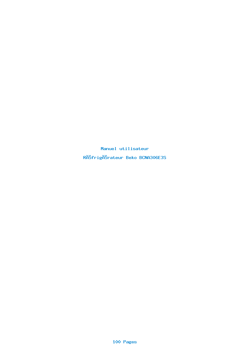 Page 1 de la notice Manuel utilisateur Beko BCNA306E3S