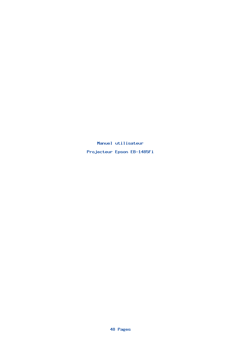 Page 1 de la notice Manuel utilisateur Epson EB-1485Fi
