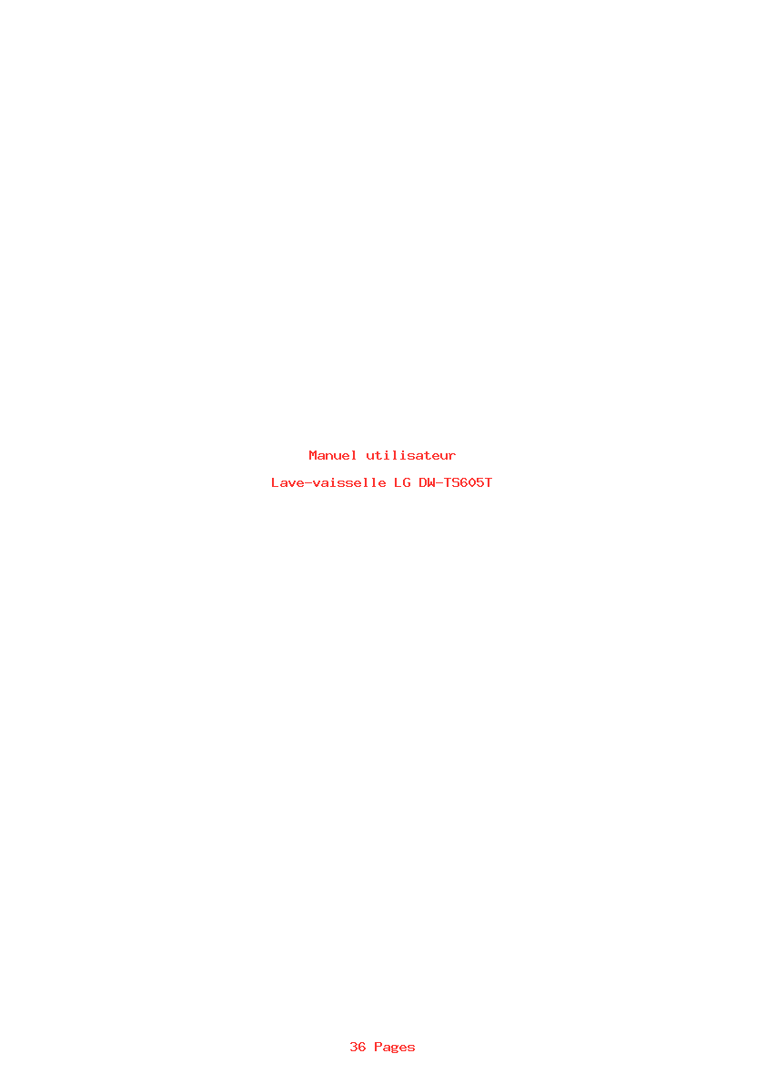 Page 1 de la notice Manuel utilisateur LG DW-TS605T