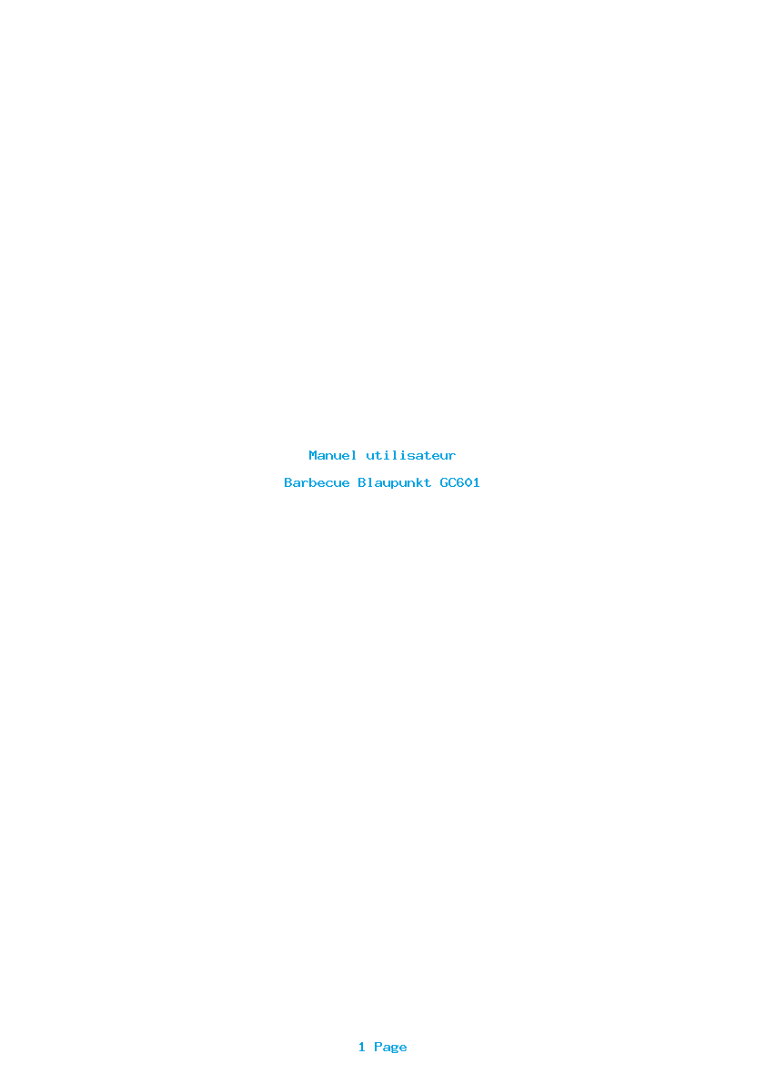 Page 1 de la notice Manuel utilisateur Blaupunkt GC601