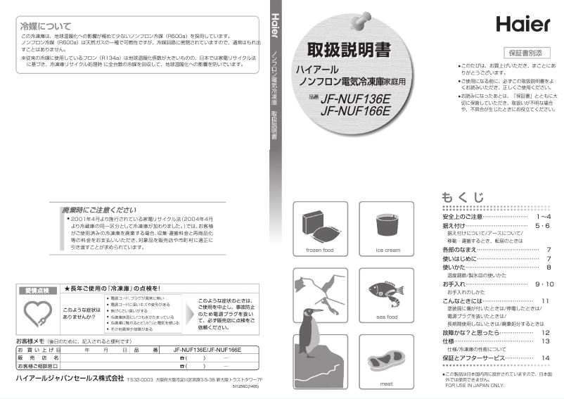 Página 1 del manual Manual de usuario Haier JF-NUF136E