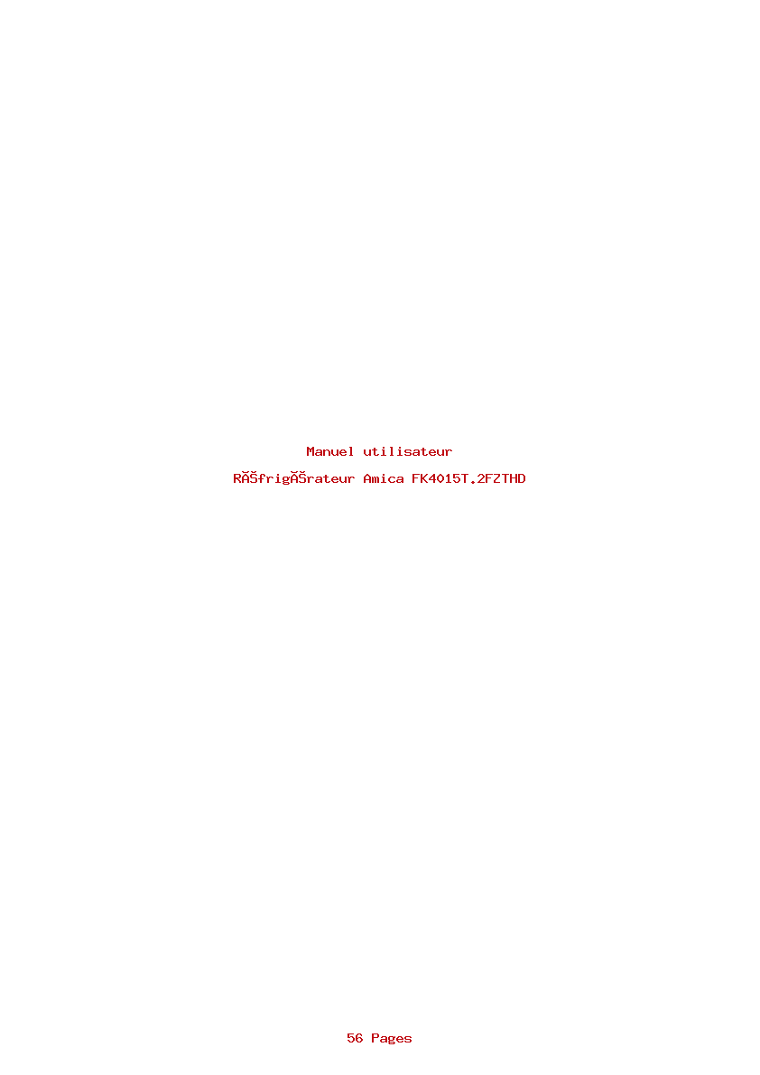 Page 1 de la notice Manuel utilisateur Amica FK4015T.2FZTHD