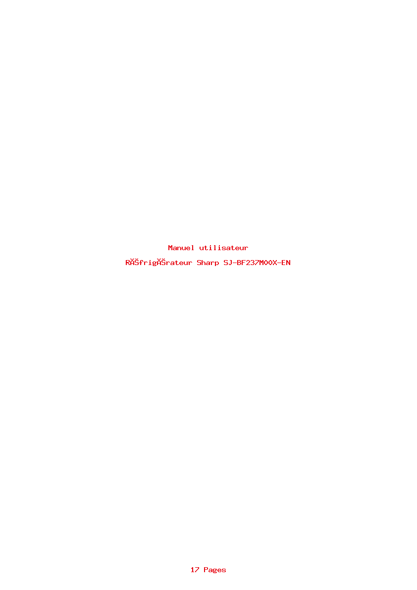 Page 1 de la notice Manuel utilisateur Sharp SJ-BF237M00X-EN