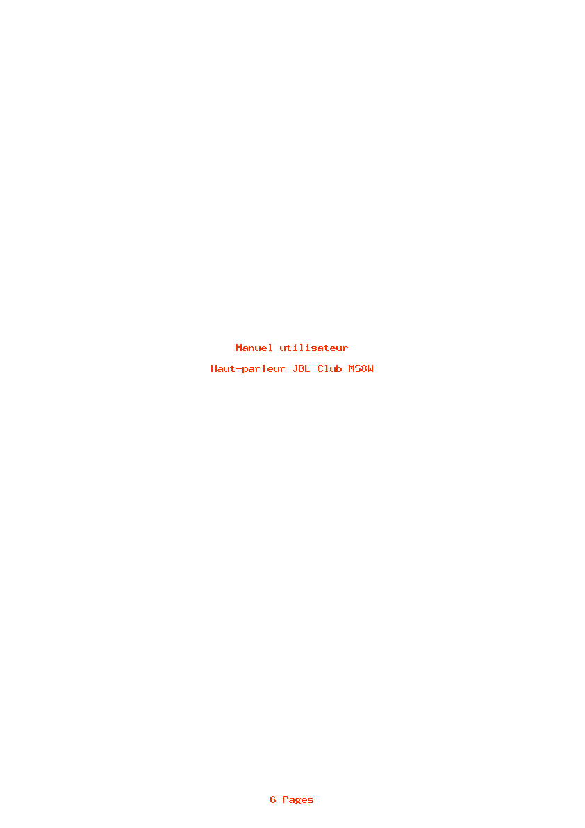 Page 1 de la notice Manuel utilisateur JBL Club MS8W
