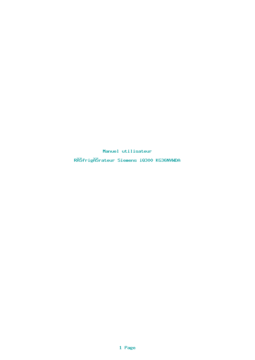 Page 1 de la notice Manuel utilisateur Siemens iQ300 KG36NVWDA