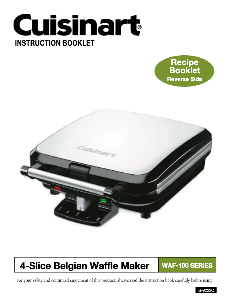 Page 1 de la notice Manuel utilisateur Cuisinart WAF-100